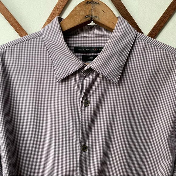 John Varvatos Luxe Checkered Button Down Shirt - Picture 8 of 10